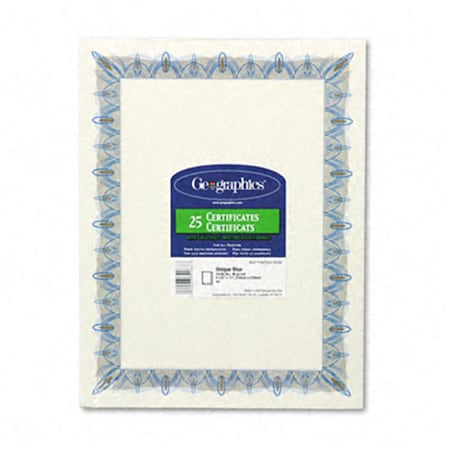 Geographics Award Certificates with Gold Seals  8-1/2 x 11  Unique Blue Border, 25PK GE32478